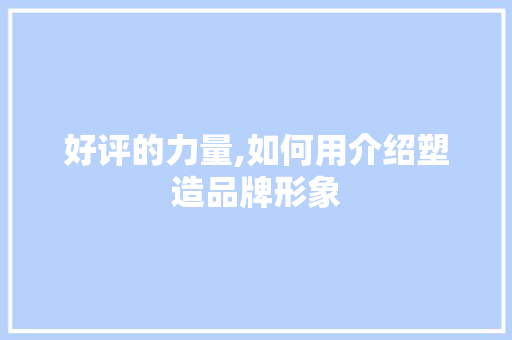 好评的力量,如何用介绍塑造品牌形象 SEO教程