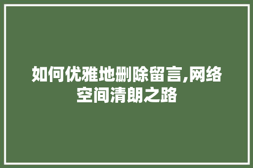 如何优雅地删除留言,网络空间清朗之路