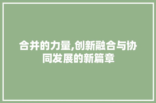 合并的力量,创新融合与协同发展的新篇章