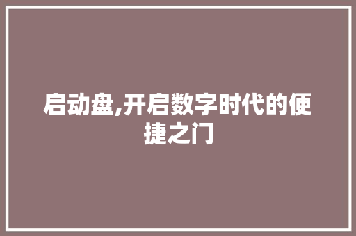 启动盘,开启数字时代的便捷之门