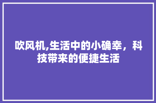 吹风机,生活中的小确幸，科技带来的便捷生活