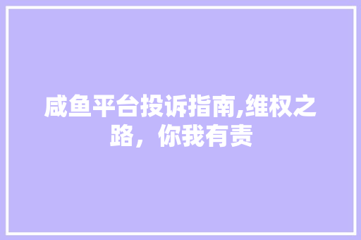 咸鱼平台投诉指南,维权之路，你我有责