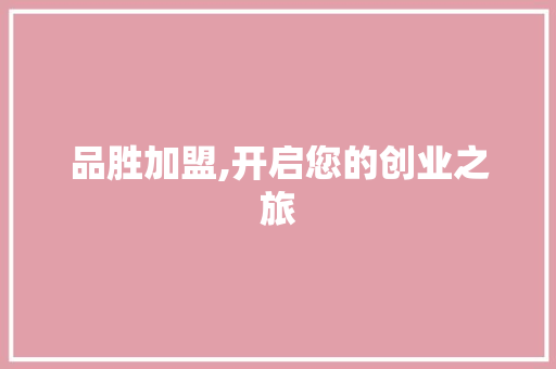 品胜加盟,开启您的创业之旅