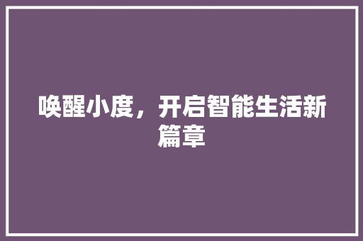 唤醒小度，开启智能生活新篇章