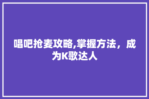 唱吧抢麦攻略,掌握方法，成为K歌达人
