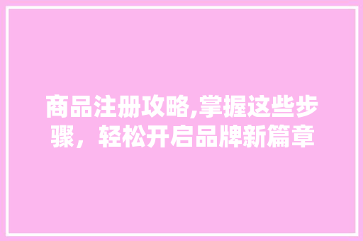 商品注册攻略,掌握这些步骤，轻松开启品牌新篇章