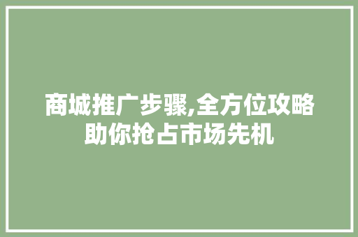 商城推广步骤,全方位攻略助你抢占市场先机