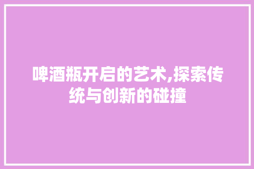 啤酒瓶开启的艺术,探索传统与创新的碰撞