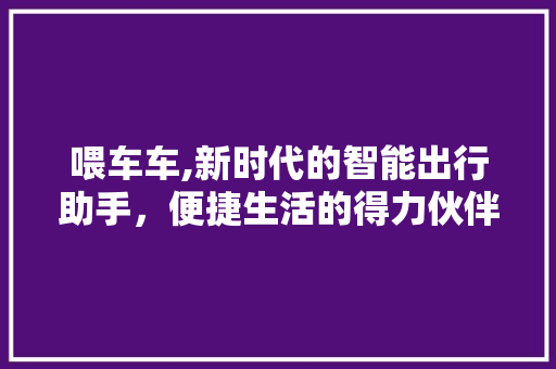 喂车车,新时代的智能出行助手，便捷生活的得力伙伴