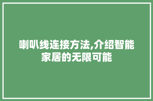 喇叭线连接方法,介绍智能家居的无限可能