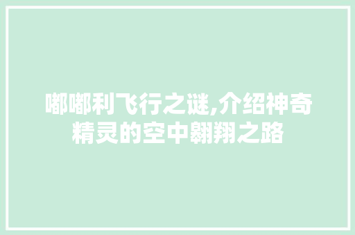 嘟嘟利飞行之谜,介绍神奇精灵的空中翱翔之路