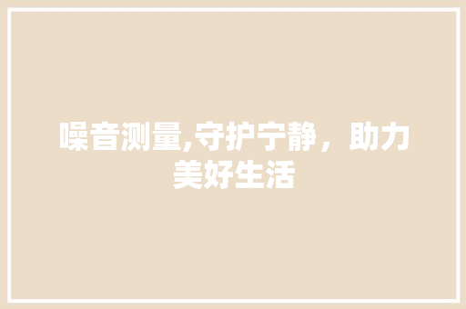 噪音测量,守护宁静，助力美好生活 Web前端