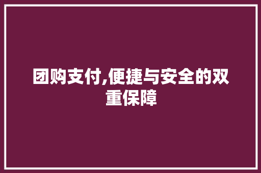 团购支付,便捷与安全的双重保障 Web前端