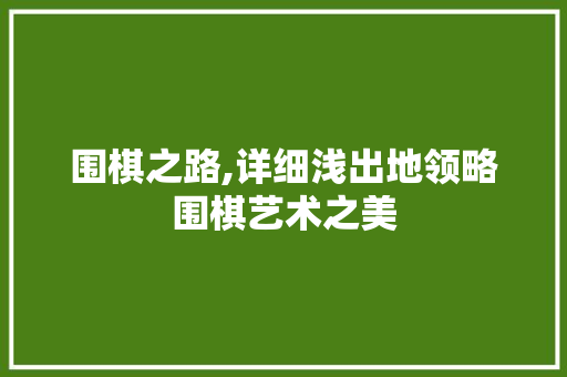 围棋之路,详细浅出地领略围棋艺术之美 友链在线