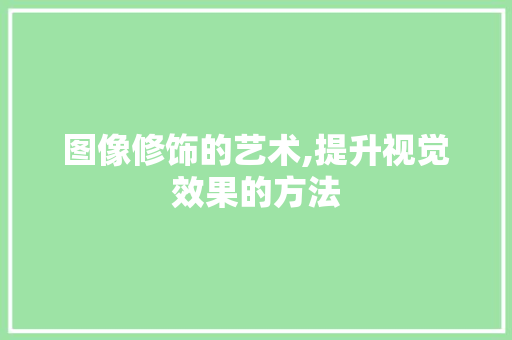 图像修饰的艺术,提升视觉效果的方法 Web前端