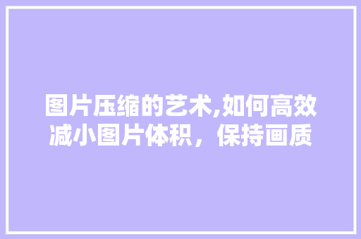 图片压缩的艺术,如何高效减小图片体积，保持画质 友链在线