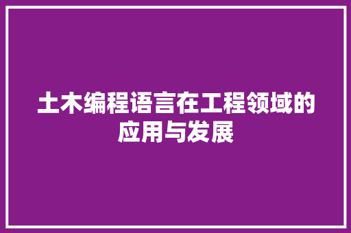 土木编程语言在工程领域的应用与发展 服务器/数据库