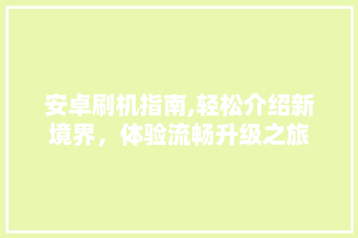 安卓刷机指南,轻松介绍新境界，体验流畅升级之旅