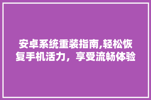 安卓系统重装指南,轻松恢复手机活力，享受流畅体验