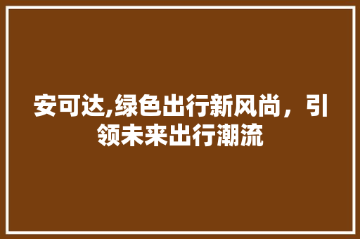 安可达,绿色出行新风尚，引领未来出行潮流