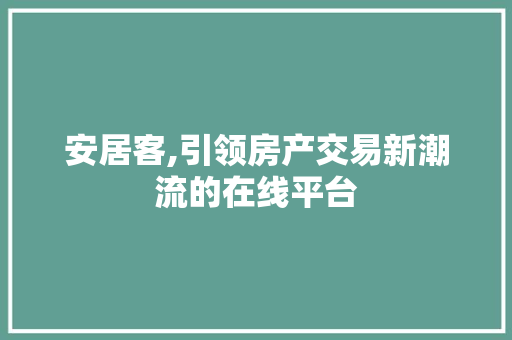 安居客,引领房产交易新潮流的在线平台