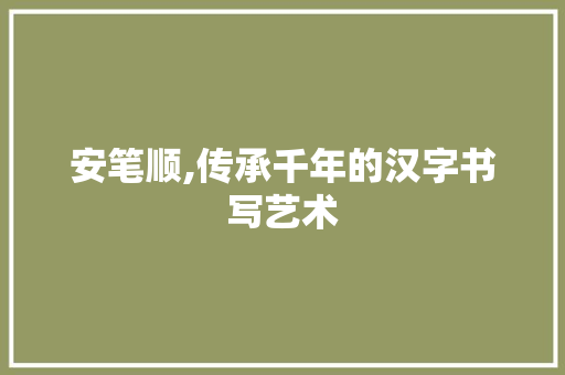 安笔顺,传承千年的汉字书写艺术