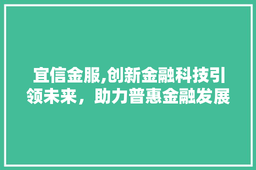 宜信金服,创新金融科技引领未来，助力普惠金融发展