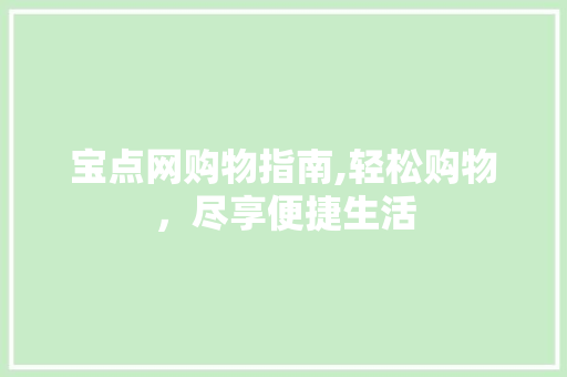 宝点网购物指南,轻松购物，尽享便捷生活