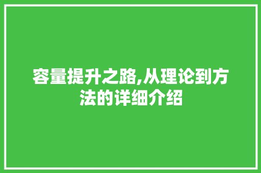 容量提升之路,从理论到方法的详细介绍