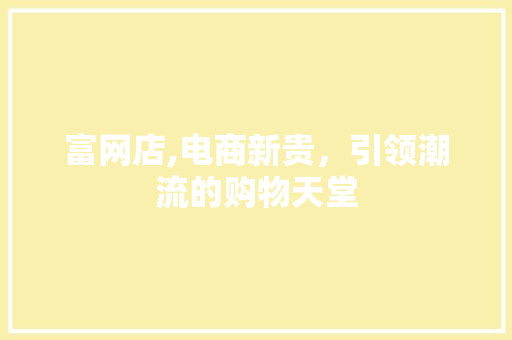 富网店,电商新贵，引领潮流的购物天堂