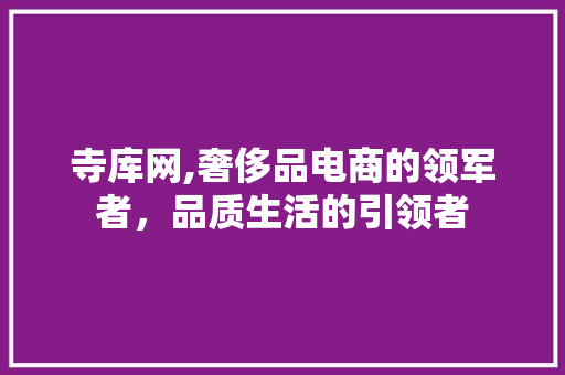 寺库网,奢侈品电商的领军者，品质生活的引领者