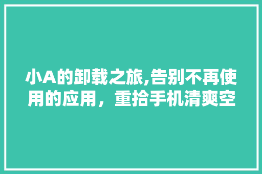 小A的卸载之旅,告别不再使用的应用，重拾手机清爽空间