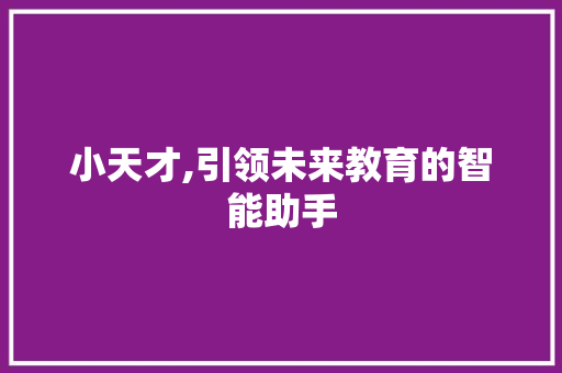 小天才,引领未来教育的智能助手