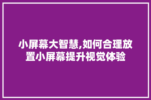 小屏幕大智慧,如何合理放置小屏幕提升视觉体验