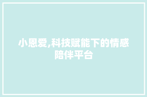 小恩爱,科技赋能下的情感陪伴平台