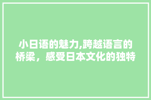 小日语的魅力,跨越语言的桥梁，感受日本文化的独特韵味