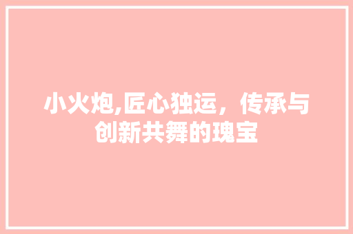 小火炮,匠心独运，传承与创新共舞的瑰宝