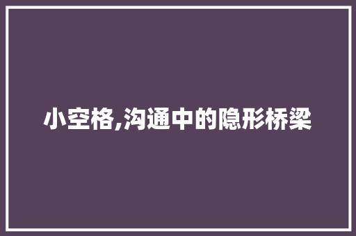 小空格,沟通中的隐形桥梁