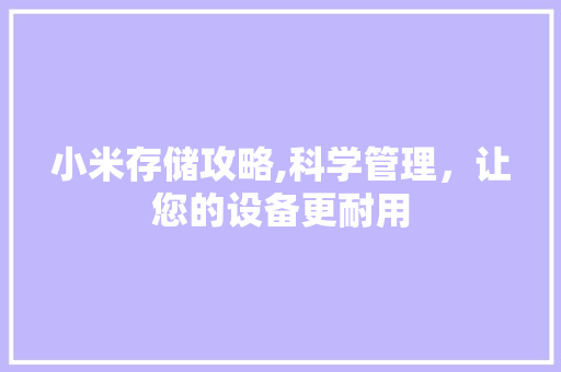 小米存储攻略,科学管理，让您的设备更耐用