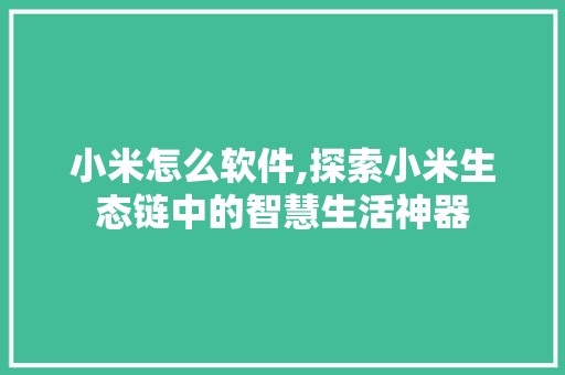 小米怎么软件,探索小米生态链中的智慧生活神器 WordPress教程