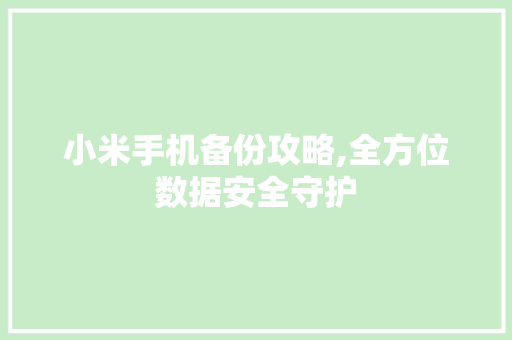 小米手机备份攻略,全方位数据安全守护 WordPress教程