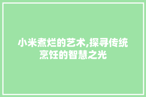 小米煮烂的艺术,探寻传统烹饪的智慧之光
