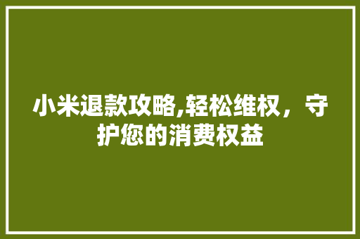小米退款攻略,轻松维权，守护您的消费权益