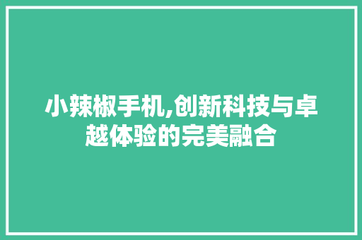 小辣椒手机,创新科技与卓越体验的完美融合