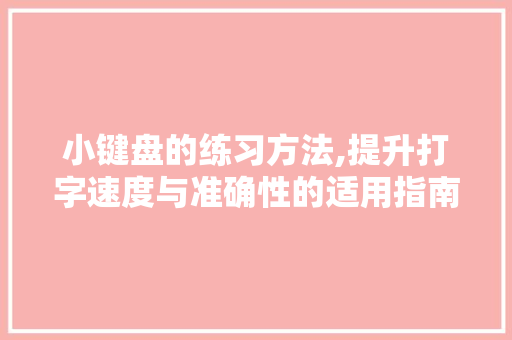 小键盘的练习方法,提升打字速度与准确性的适用指南