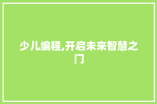 少儿编程,开启未来智慧之门 Web前端