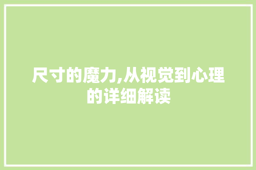 尺寸的魔力,从视觉到心理的详细解读