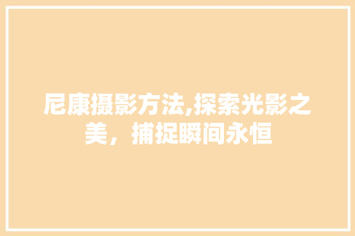 尼康摄影方法,探索光影之美，捕捉瞬间永恒