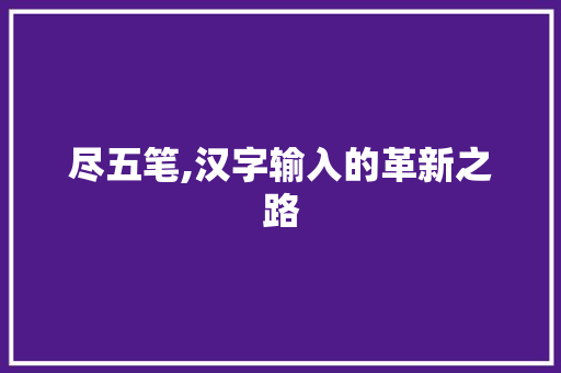 尽五笔,汉字输入的革新之路