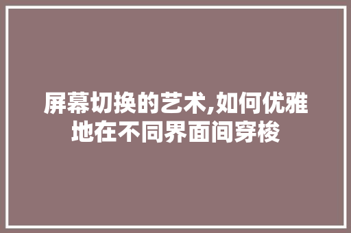 屏幕切换的艺术,如何优雅地在不同界面间穿梭